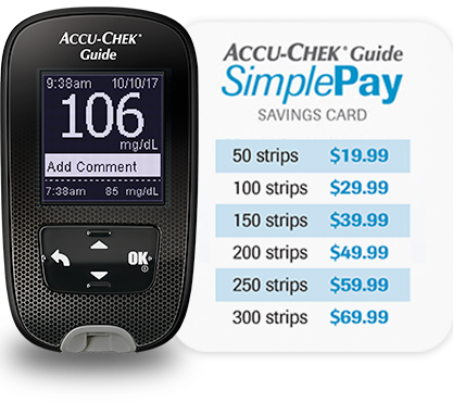 Accu-Chek Guide blood glucose meter and Accu-Chek Guide SimplePay pricing grid Accu-Chek Guide blood glucose meter and Accu-Chek Guide SimplePay pricing grid