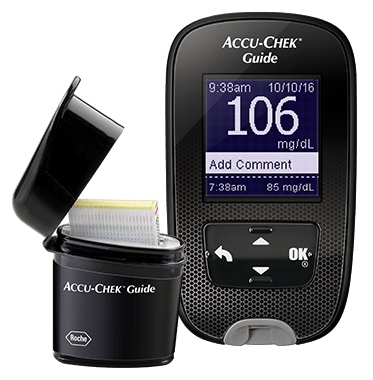 Accu-Chek Guide blood glucose meter and Smartpack test strip vial Accu-Chek Guide blood glucose meter and Smartpack test strip vial
