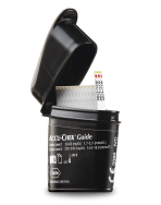 Accu-Chek Guide vial open with test strip