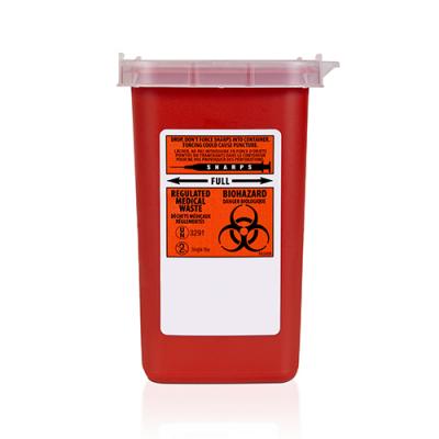 Plastic red Sharps disposal container