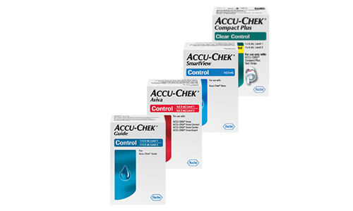 Accu-Chek control solutions for Accu-Chek Guide, Accu-Chek Aviva, Accu-Chek SmartView, and Accu-Chek Compact Plus test strips